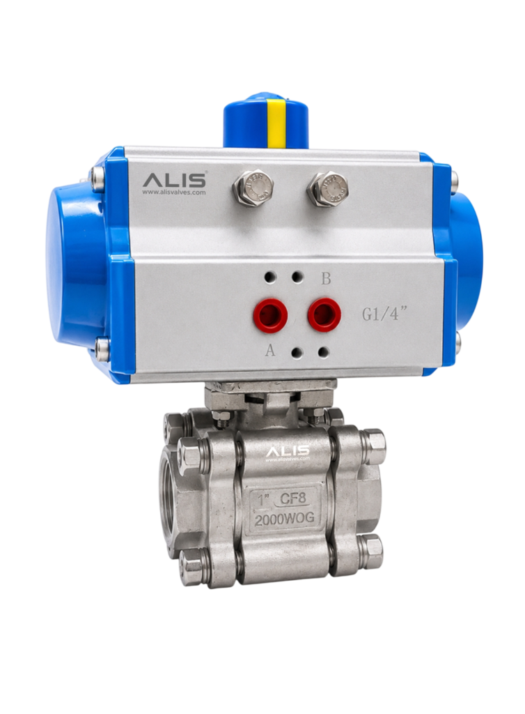 Pneumatic 3 PC Screwed Ball Valve