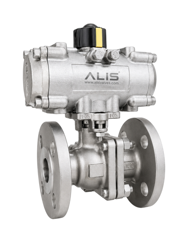 Stainless Steel Pneumatic 2 Piece Flanged Ball Valve