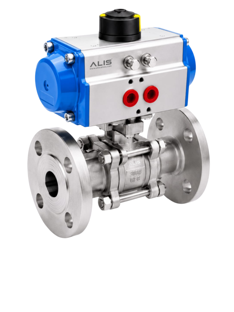 Pneumatic 3 Piece Flanged Ball Valve